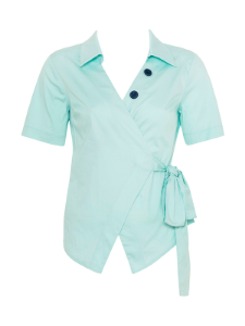 Short Sleeve Wrap Shirt – Light Blue