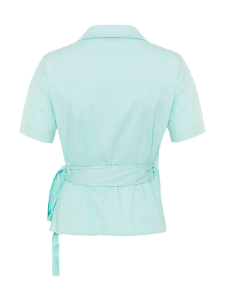 Short Sleeve Wrap Shirt – Light Blue