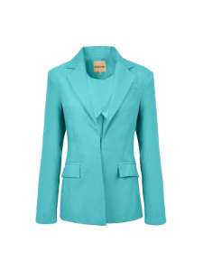 Hidden Clasp Fitted Blazer - Blue