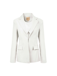 Hidden Clasp Fitted Blazer- White