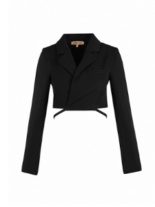 Cropped Wrap Blazer -Black