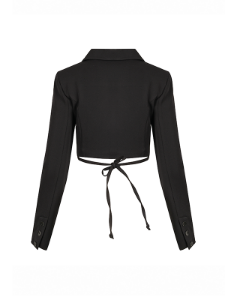 Cropped Wrap Blazer -Black