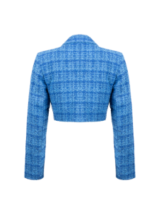 Tweed Cropped Blazer -Blue 