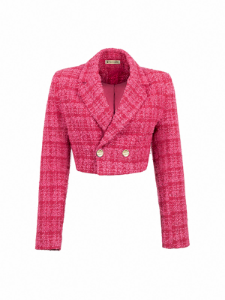 Tweed Cropped Blazer -Pink 