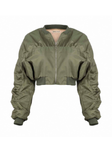 Cropped Bomber Jacket - Green