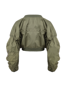 Cropped Bomber Jacket - Green