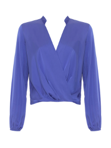 Satin V- Neck Blouse -Indigo