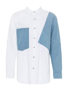 Long Sleeve Shirt -White and Denim