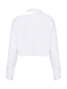 Cutout Button Up Crop Shirt -White