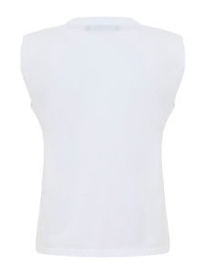 Metal Fringe Sleeveless T-Shirt -White