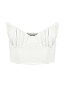 Pleated Strapless Corset -White