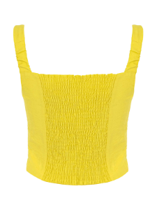 Black Button Sleeveless Top -Yellow