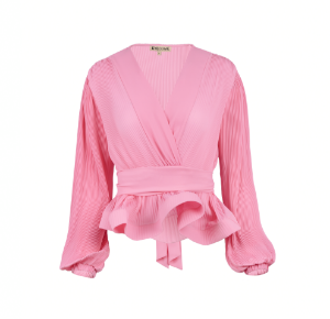 Picture of Pleated Peplum Wrap Blouse 