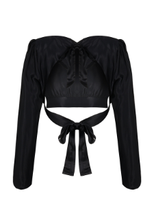 Picture of Backless Satin Tie Blouse 